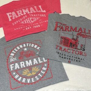 3 Farmall short sleeve tees. Size Small.
